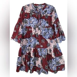 Warm Wax Poetic Garden Tiered Cotton Minidress in Sz: 0 / 0-2